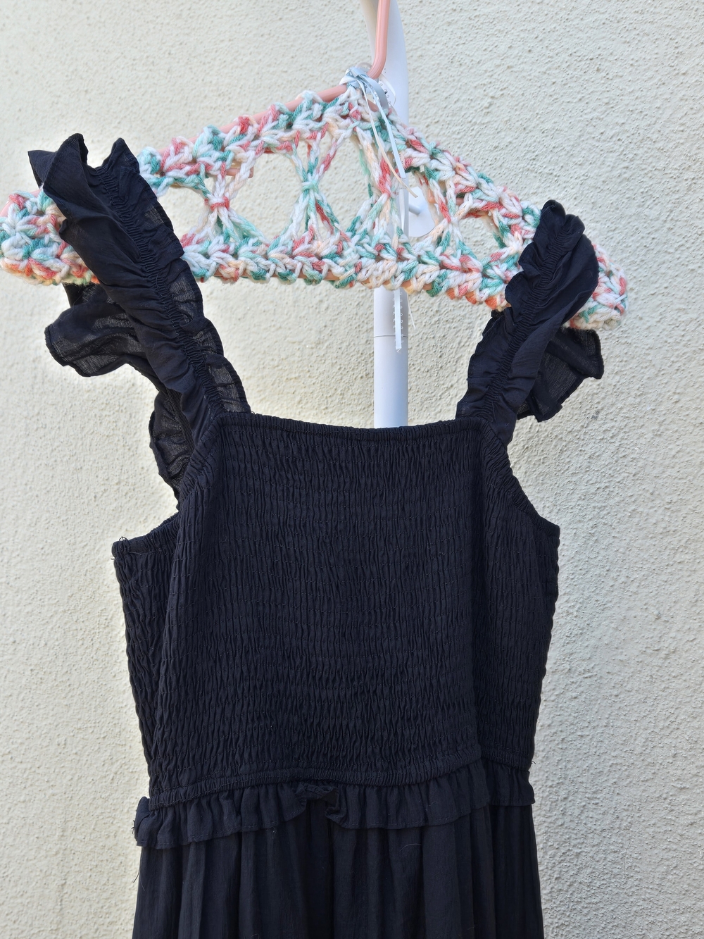 Smocked Black Ruffled Strap Maxi Dress - Picture 2 of 5